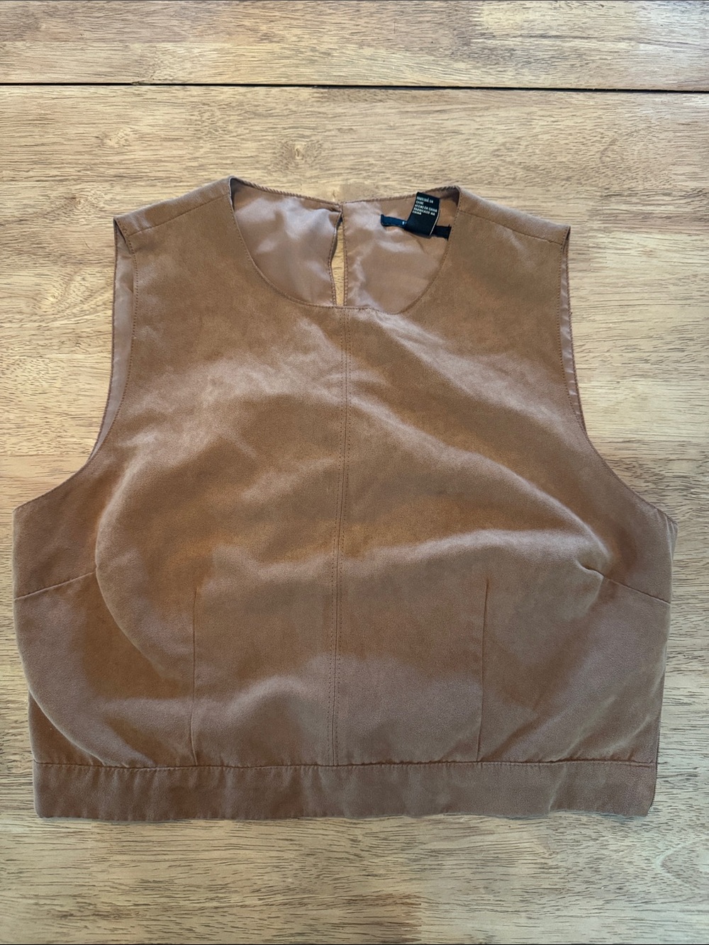 Forever 21 Brown Faux-Suede Crop Top